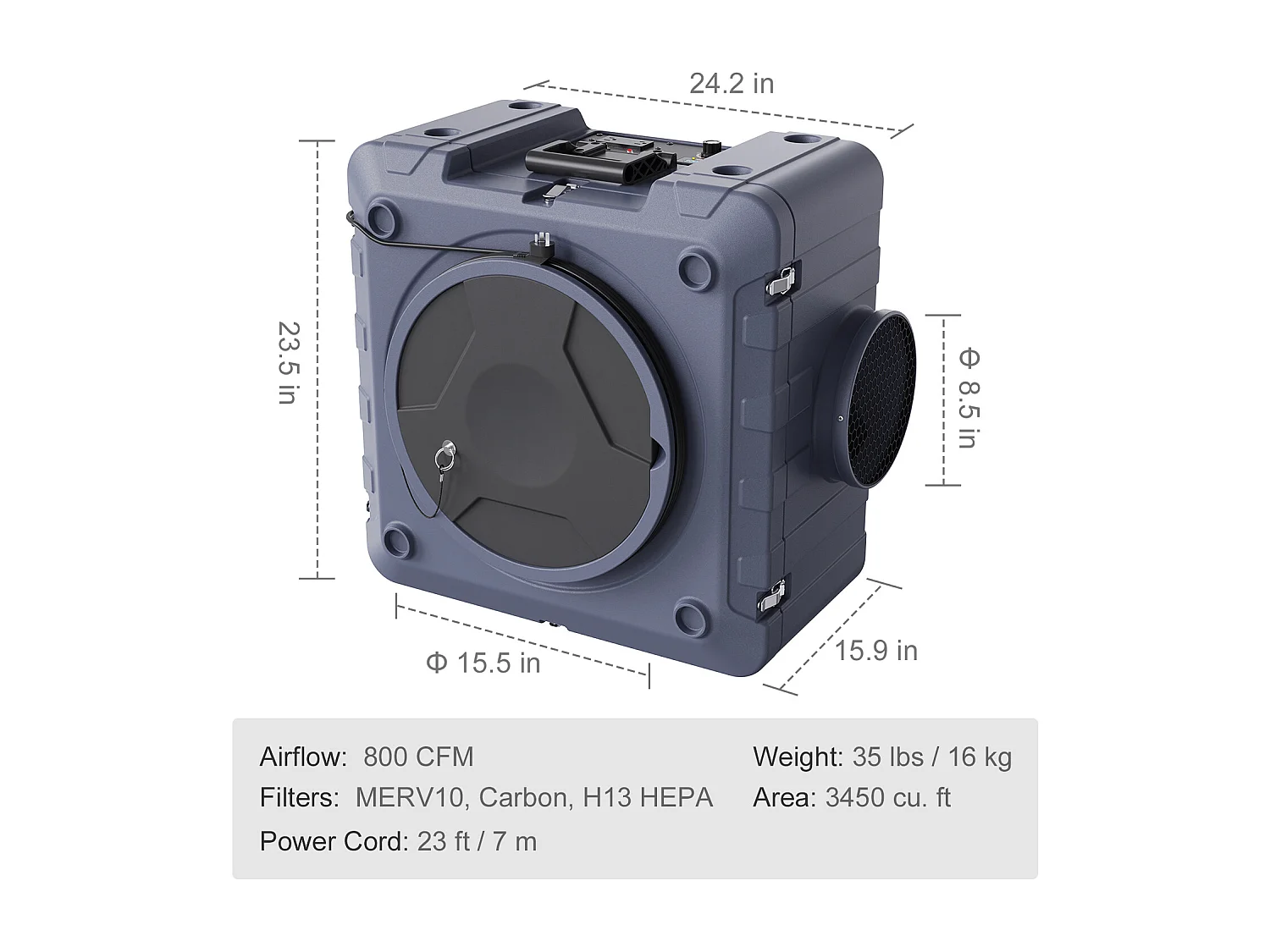 Purificatore d'Aria SucceBuy a 3 Stadi Macchina ad Aria Negativo Impilabile 800 CFM, Progettato per Migliorare la Qualità dell'Aria Interna e Commerciale