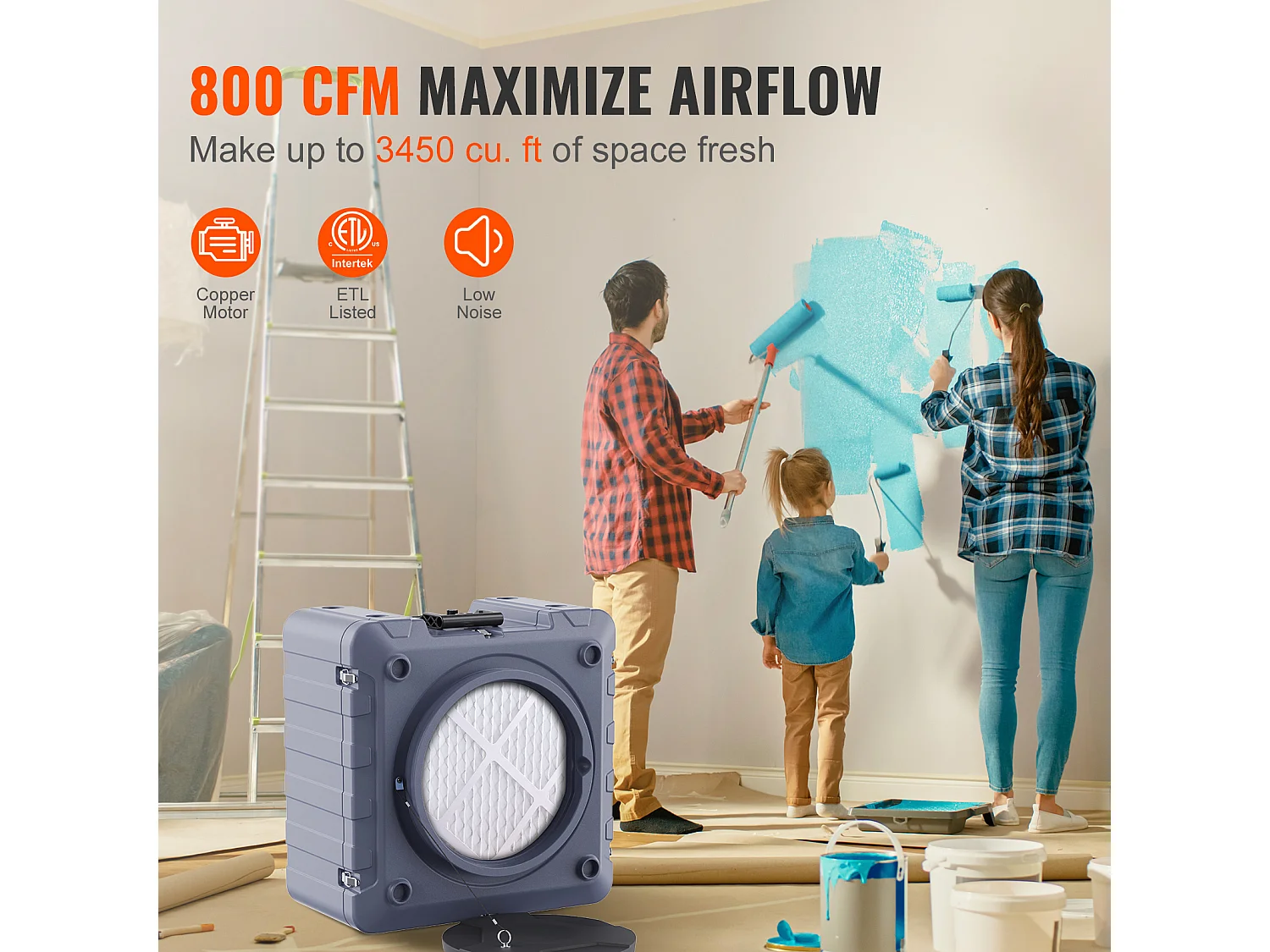 Purificatore d'Aria SucceBuy a 3 Stadi Macchina ad Aria Negativo Impilabile 800 CFM, Progettato per Migliorare la Qualità dell'Aria Interna e Commerciale