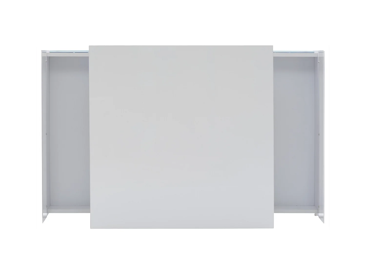 Tavolino quadrato 70x70x41cm con 2 cassetti e LED, corpo laccato bianco lucido
