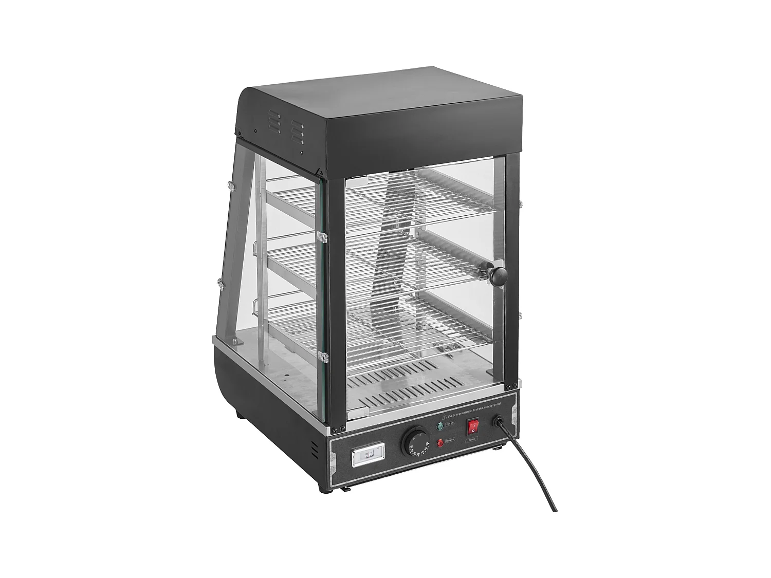 Vitrine Chauffante SucceBuy, Présentoir de Comptoir Chauffant Commercial à 3 niveaux avec Éclairage pour Pizza