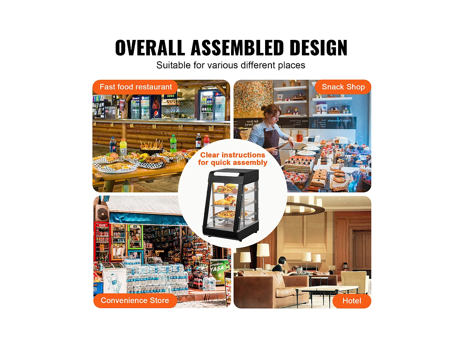 Vitrine Chauffante SucceBuy, Présentoir de Comptoir Chauffant Commercial à 3 niveaux avec Éclairage pour Pizza