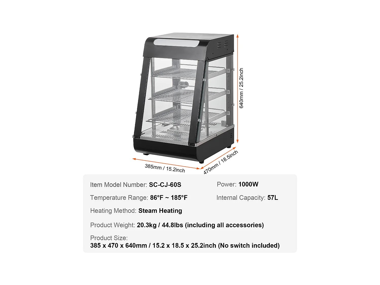 Vitrine Chauffante SucceBuy, Présentoir de Comptoir Chauffant Commercial à 3 niveaux avec Éclairage pour Pizza