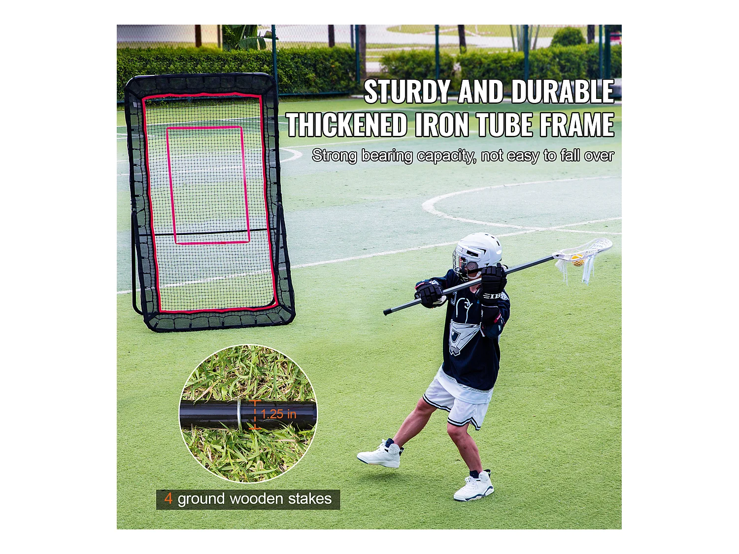 Red de Rebote de Béisbol SucceBuy 121,92 x 213,4 cm Lacrosse Baseball Rebounder, Red de Rebote de Softbol, Ángulo Ajustable