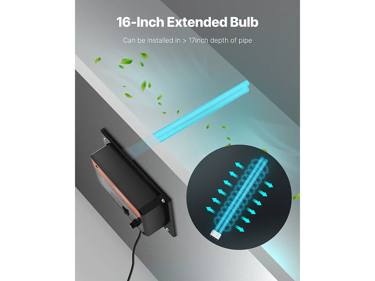 Purificateur d'Air SucceBuy HVAC 36 W 41cm Lumière UV pour Systèmes de Climatisation Toute la Maison, Parfait pour Améliorer la Qualité de l'Air Intérieur