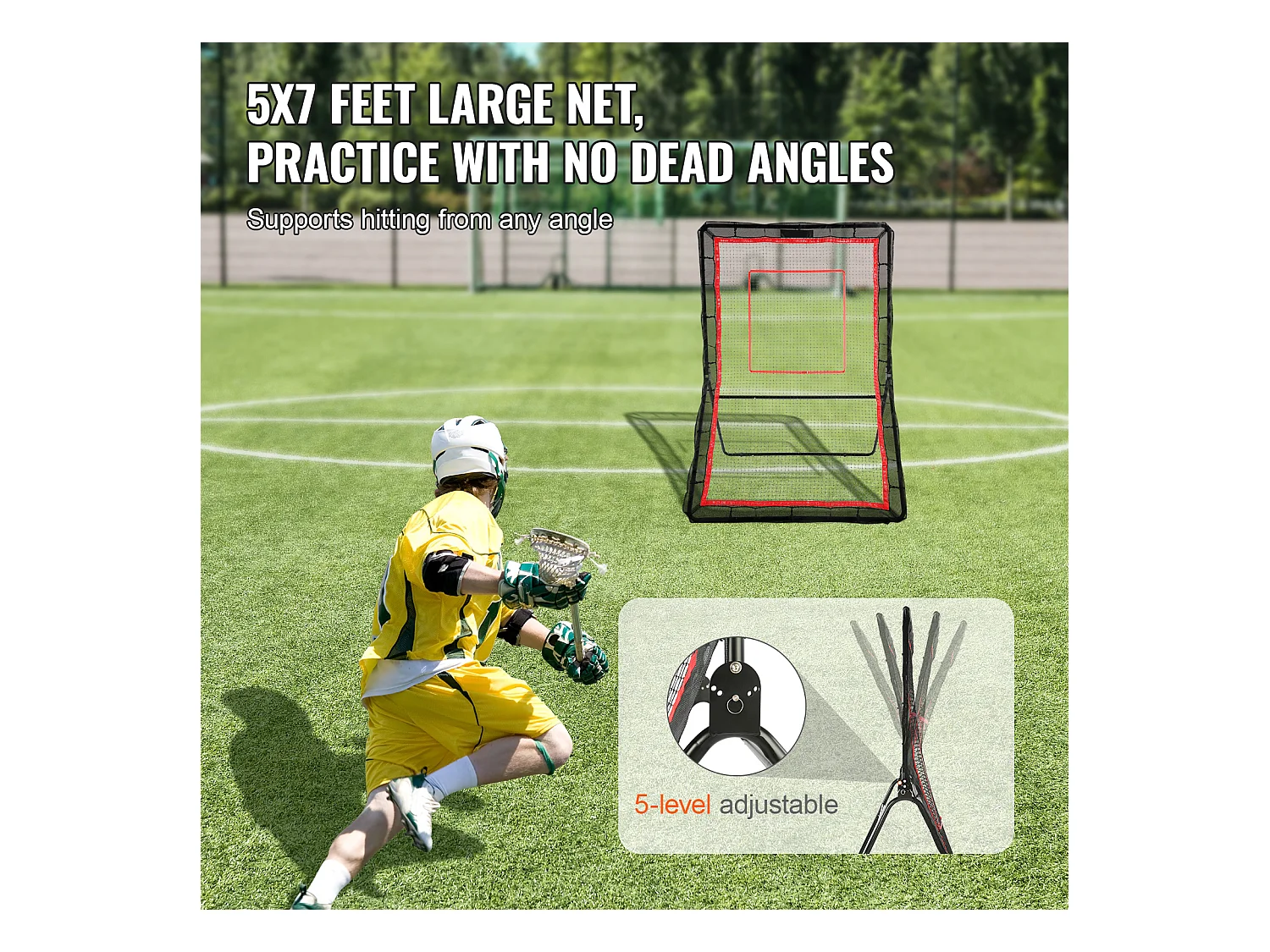 Filet de Rebond de Baseball SucceBuy 152.4 x 213.4cm Lacrosse, Filet de Rebond de Softball Réglable