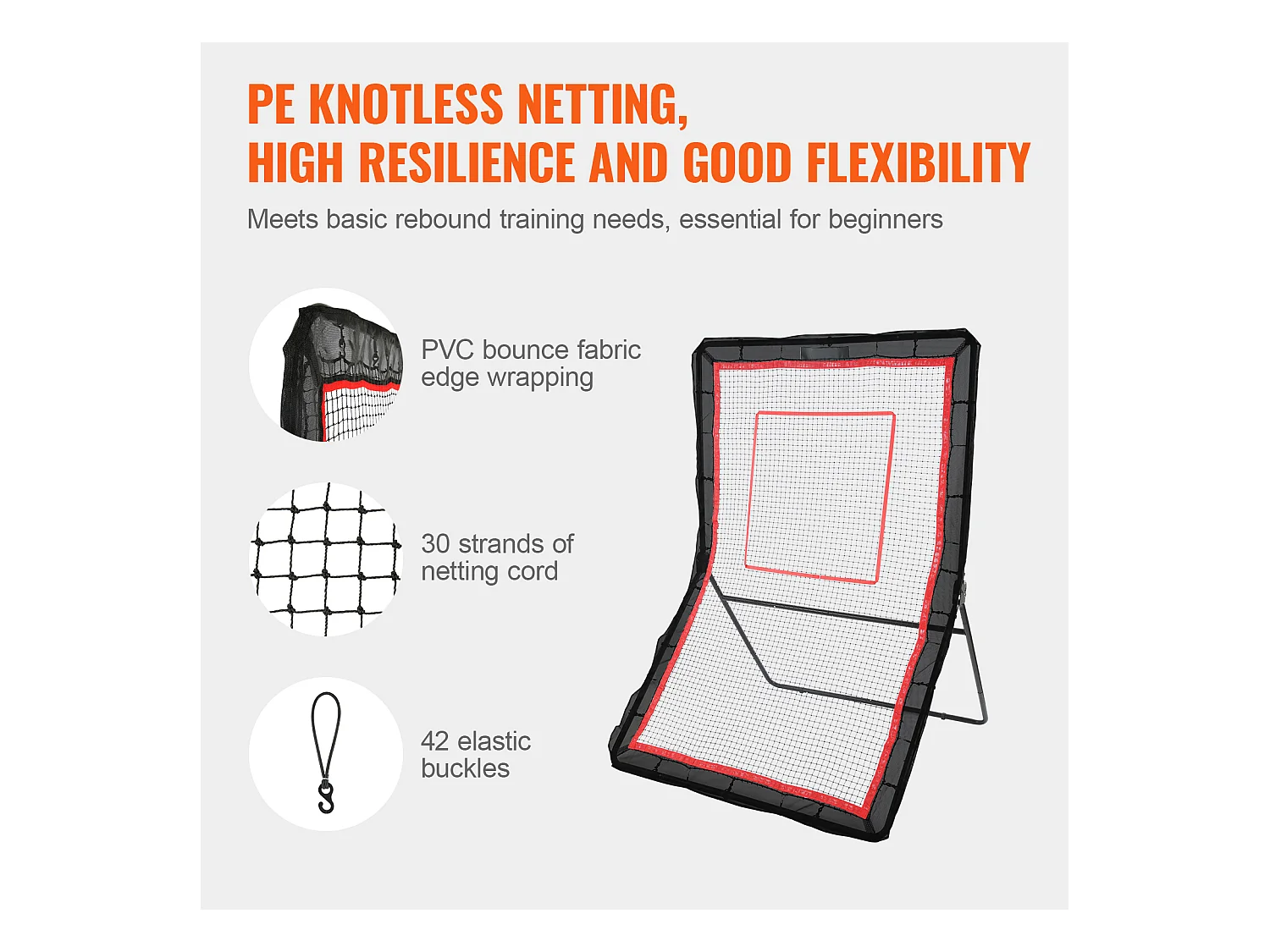 Filet de Rebond de Baseball SucceBuy 152.4 x 213.4cm Lacrosse, Filet de Rebond de Softball Réglable