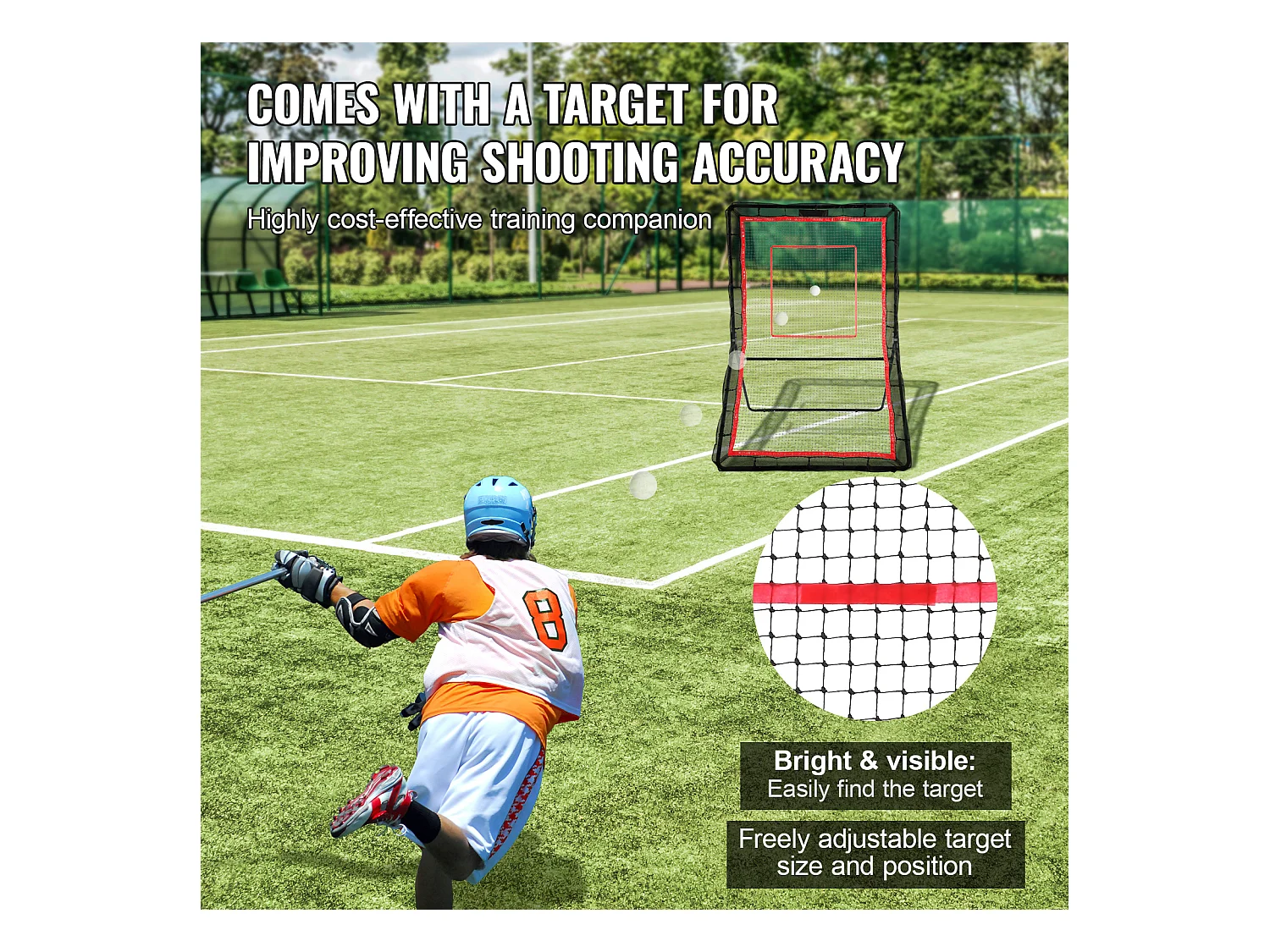 Filet de Rebond de Baseball SucceBuy 152.4 x 213.4cm Lacrosse, Filet de Rebond de Softball Réglable