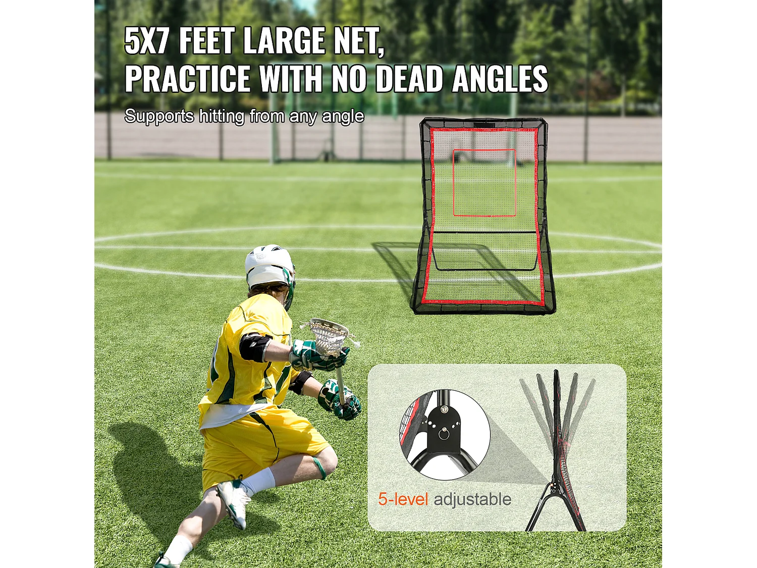 Filet de Rebond de Baseball SucceBuy 152.4 x 213.4cm Lacrosse, Filet de Rebond de Softball Réglable