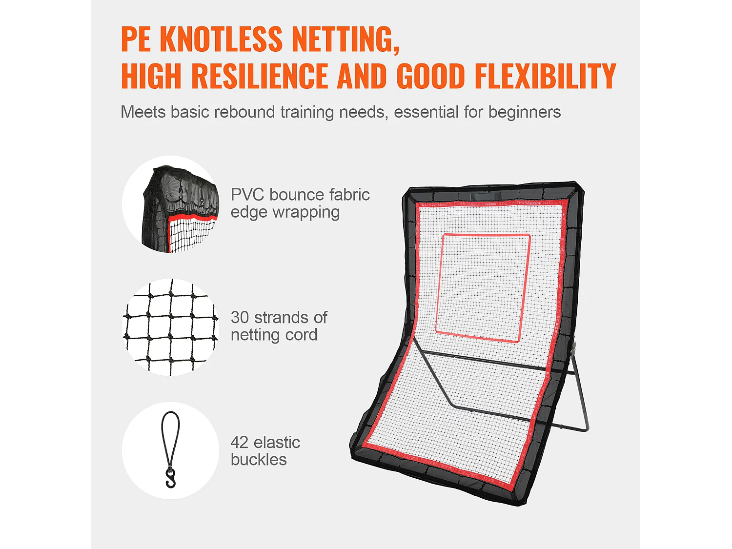 Filet de Rebond de Baseball SucceBuy 152.4 x 213.4cm Lacrosse, Filet de Rebond de Softball Réglable