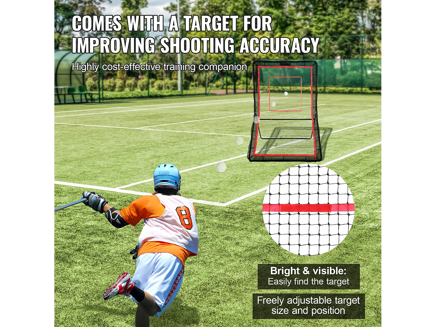 Filet de Rebond de Baseball SucceBuy 152.4 x 213.4cm Lacrosse, Filet de Rebond de Softball Réglable