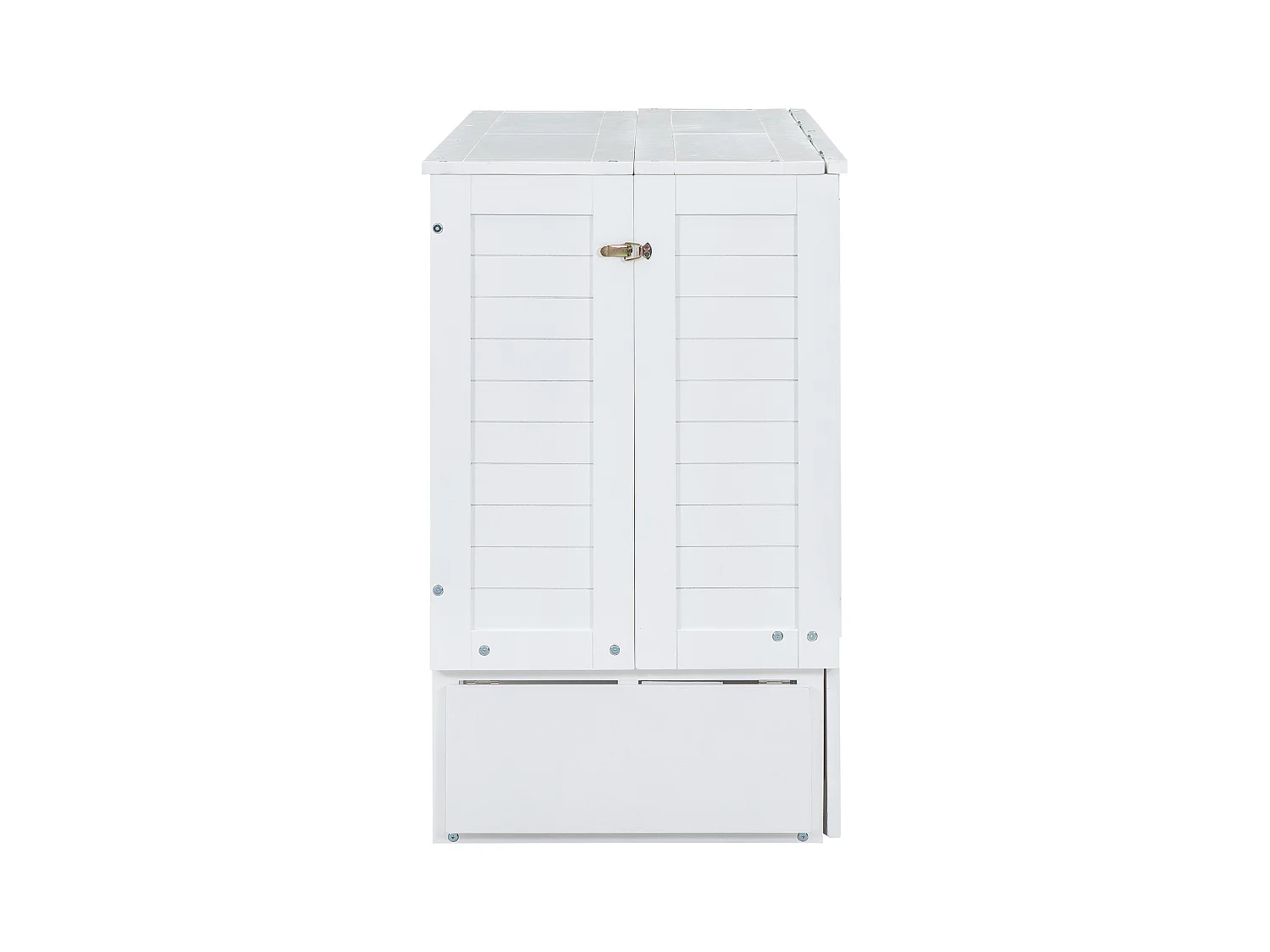 Lit adulte 140x200cm transformable en armoir, avec tiroir et étagères de rangement, cadre en pin, sans matelas, blanc