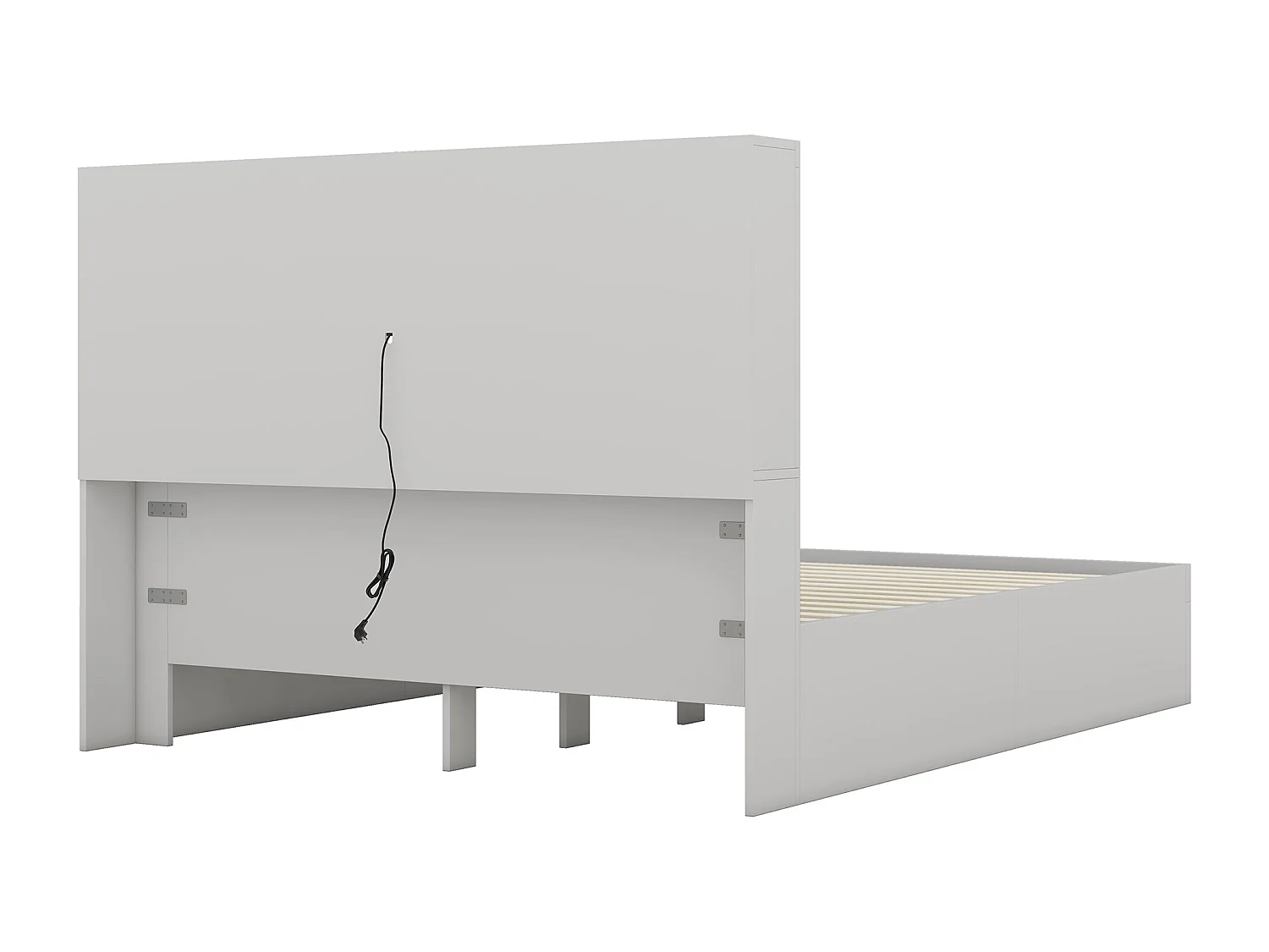 Lit adulte 160x200 cm, Lit double avec 2 tiroirs de rangement, cadre de lit, tête de lit fonctionnelle, sans matels, gris