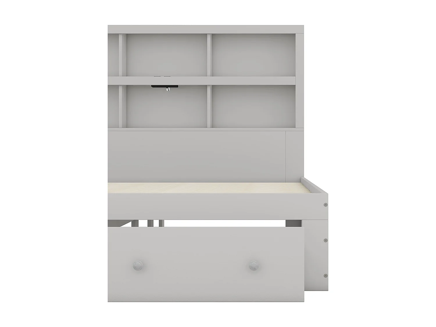 Lit adulte 160x200 cm, Lit double avec 2 tiroirs de rangement, cadre de lit, tête de lit fonctionnelle, sans matels, gris