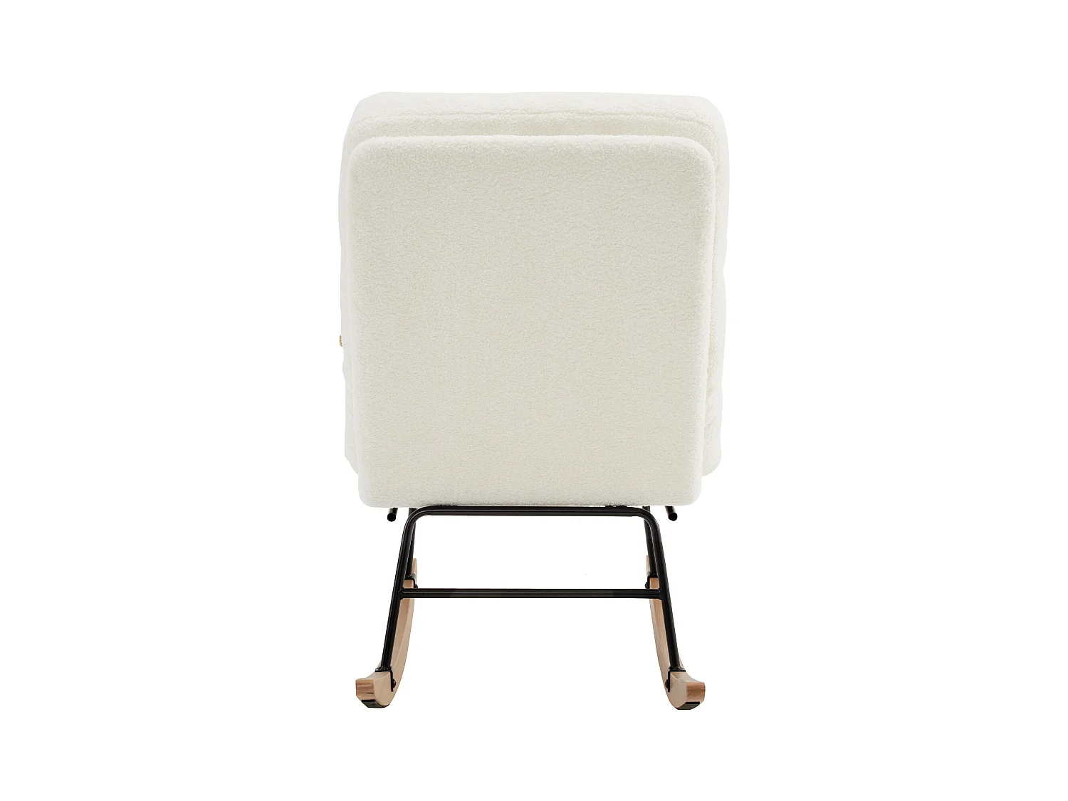 Fauteuil à bascule, rocking chair avec repose-pieds rétractable, dossier réglable, tissu en Teddy blanc