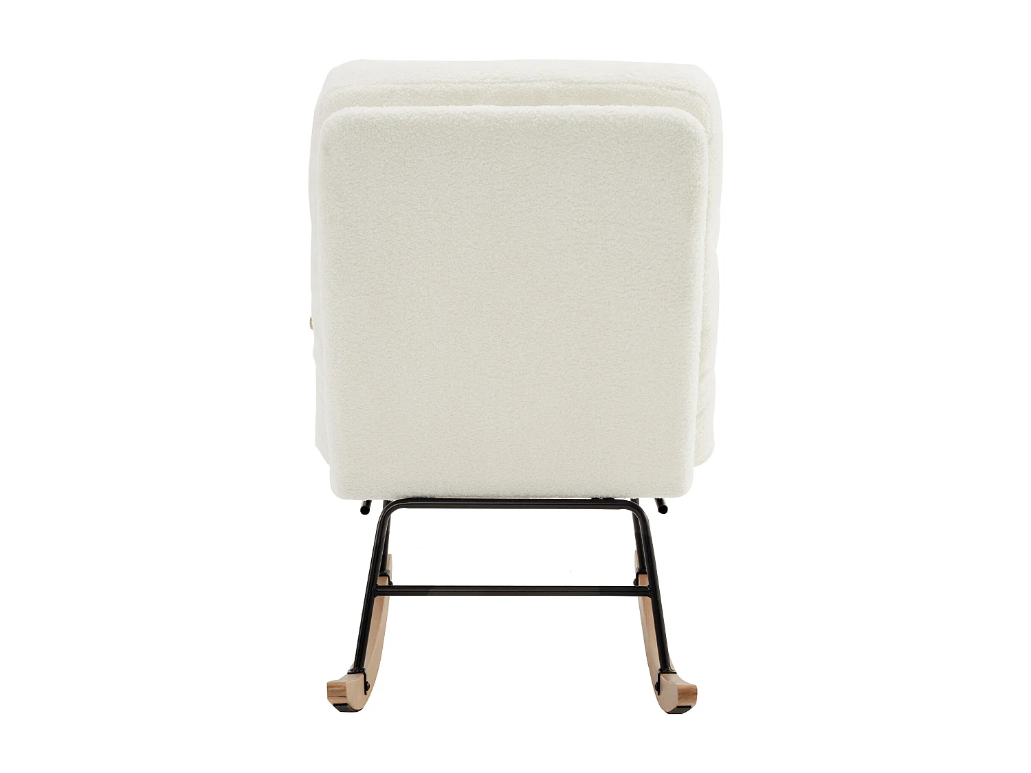 Fauteuil à bascule, rocking chair avec repose-pieds rétractable, dossier réglable, tissu en Teddy blanc