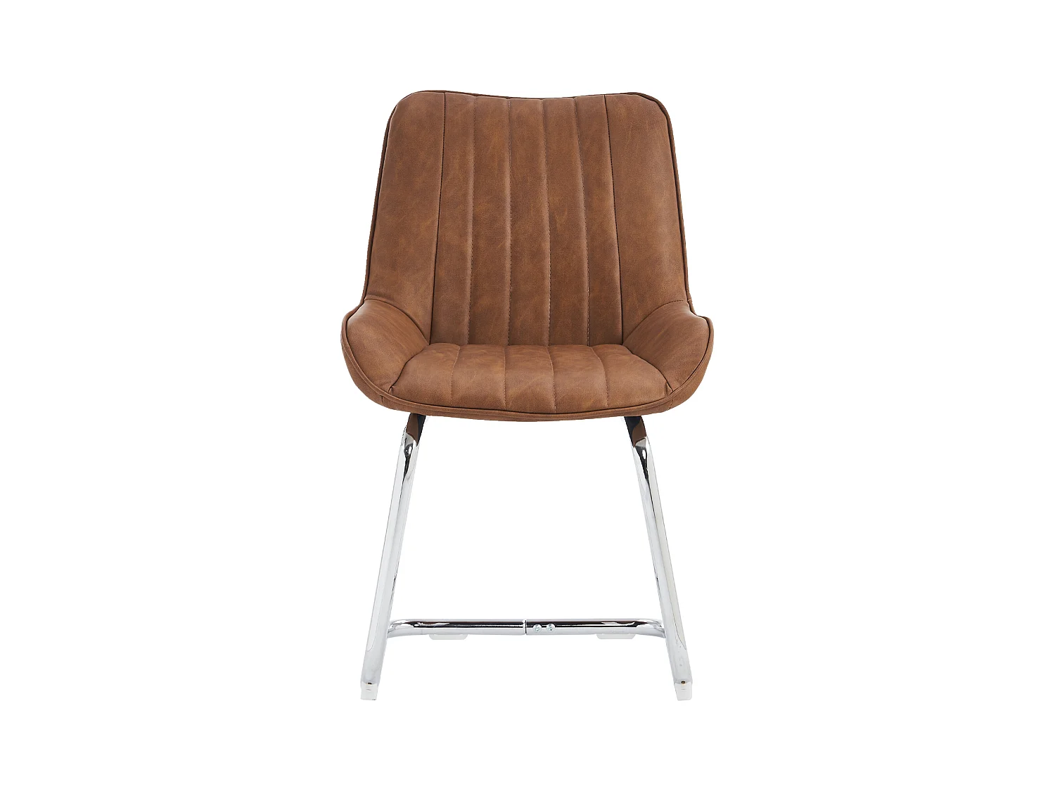 Set van 2 bruine PU cantilever stoelen, zilverkleurig metalen frame