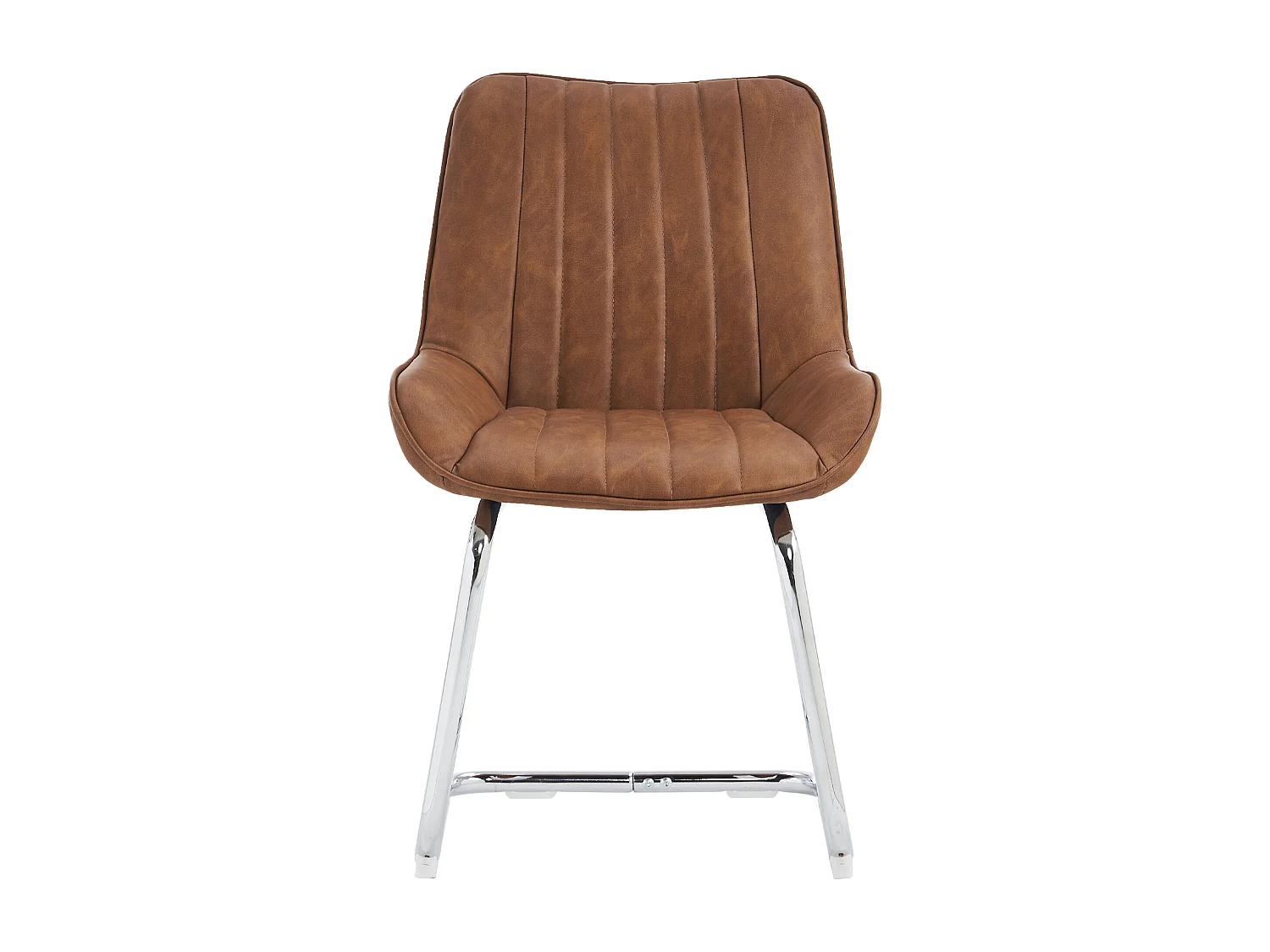 Lot de 2 chaises cantilever en PU marron, cadre en métal argenté