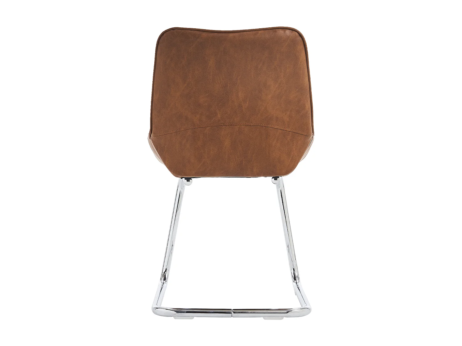 Lot de 2 chaises cantilever en PU marron, cadre en métal argenté