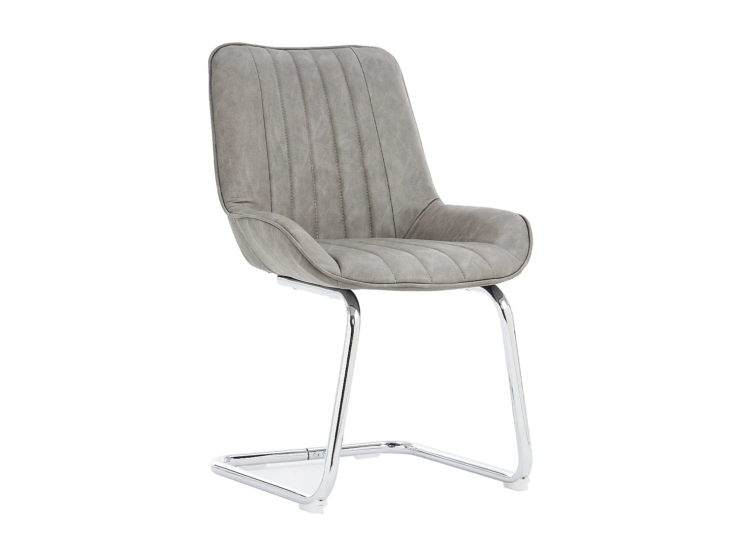 Lot de 2 chaises cantilever en PU gris, cadre en métal argenté