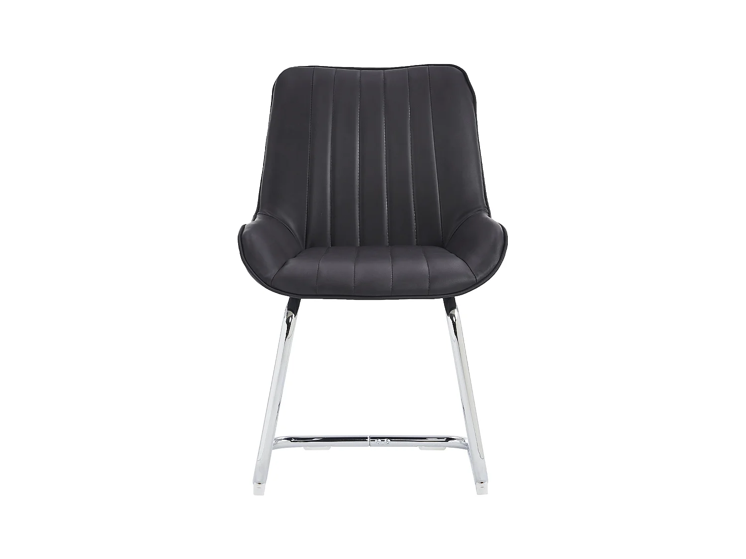 Set van 2 zwarte PU cantilever stoelen, zilverkleurig metalen frame