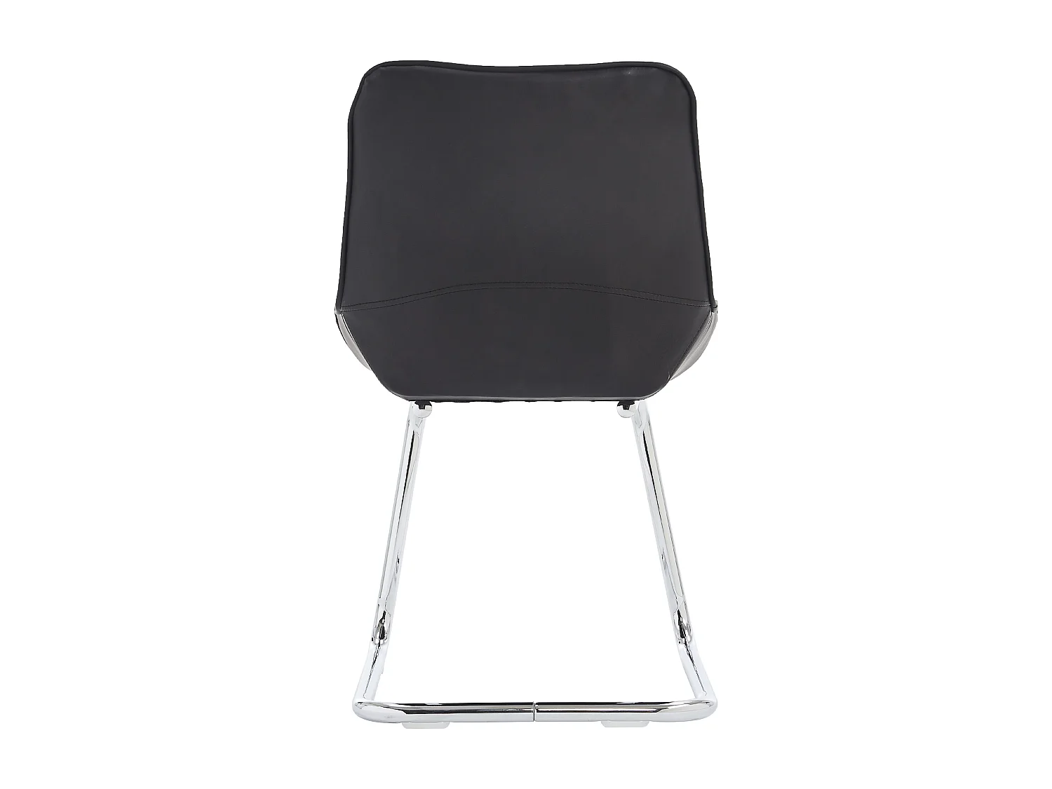 Set di 2 sedie a sbalzo in PU nero, struttura in metallo argentato