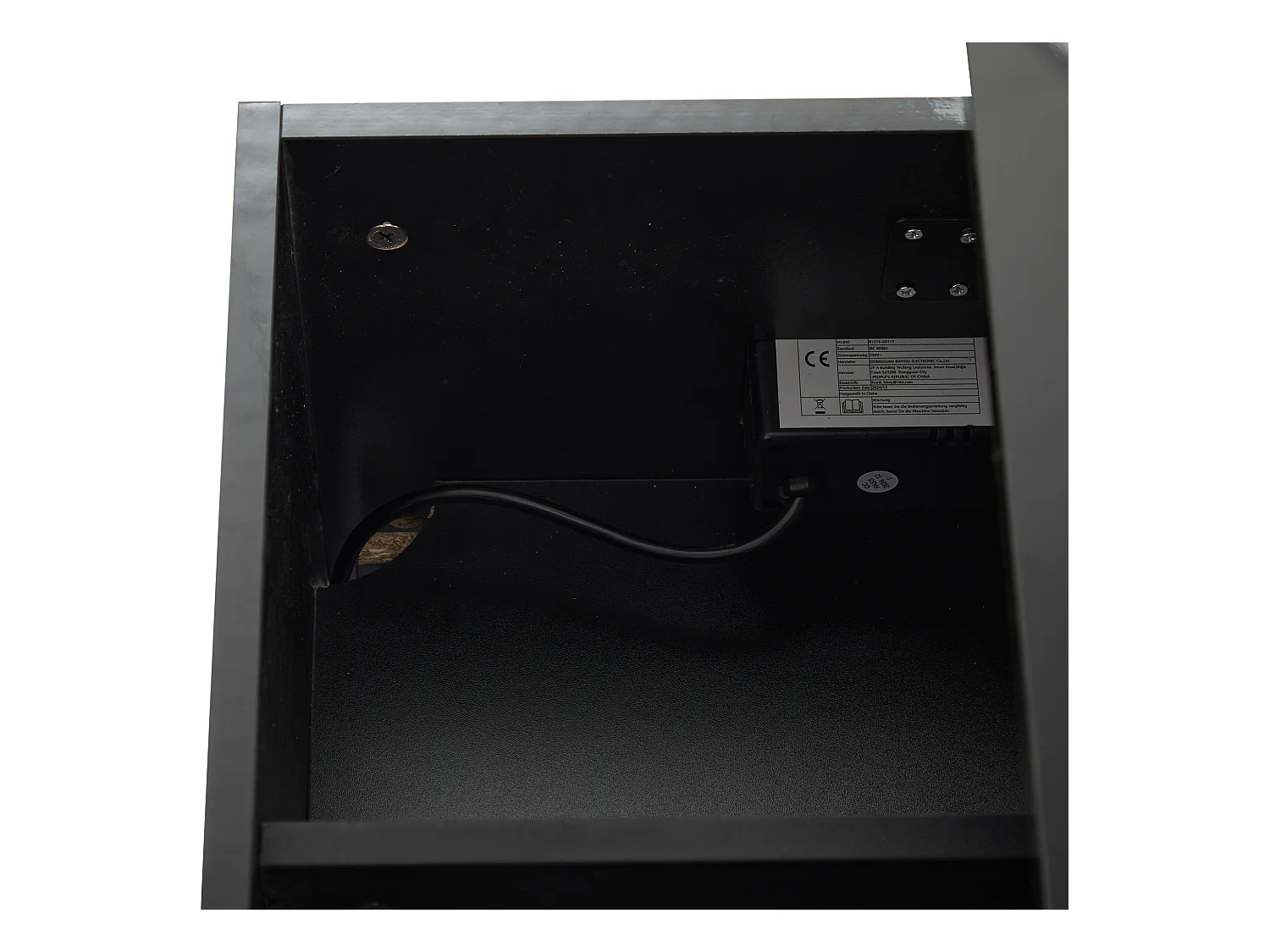 Mesa de centro elevable 100x50x35,5-49,5cm con 4 compartimentos de almacenaje ocultos, cuerpo lacado en negro, LED y USB incluidos