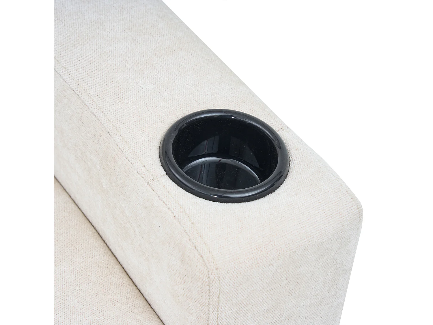 Canapé d'angle reversible 3 places en lin beige, avec ports USB et type-C - 202x137x80cm