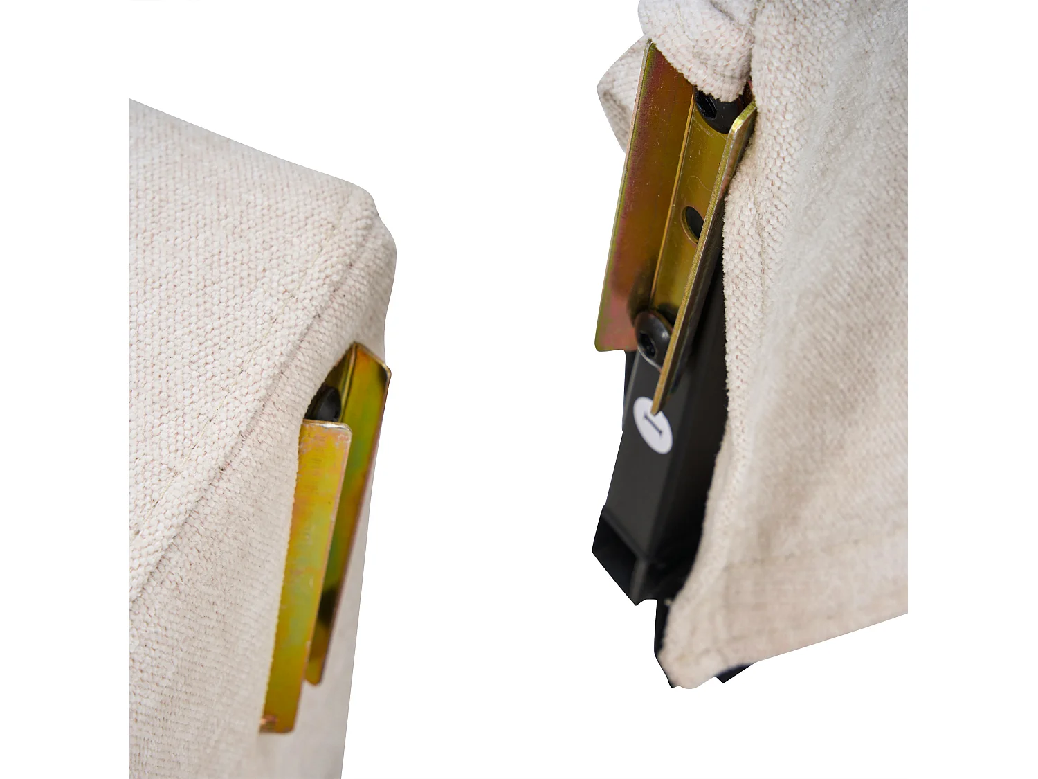 Canapé d'angle reversible 3 places en lin beige, avec ports USB et type-C - 202x137x80cm