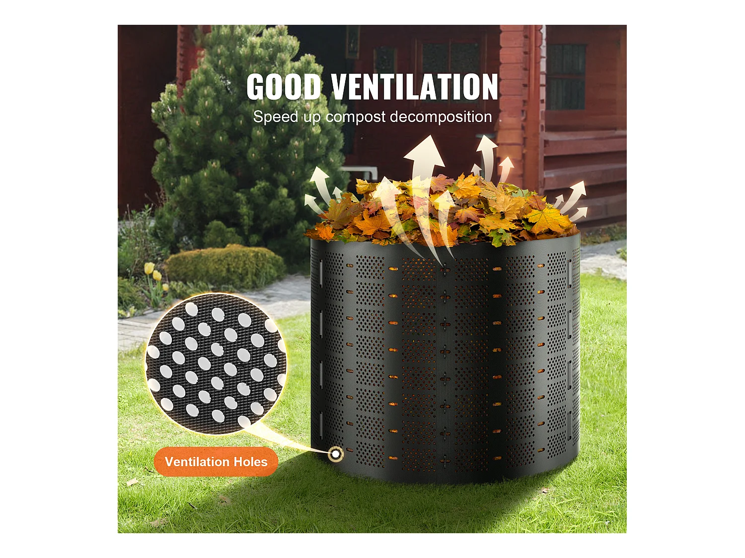 Composteur de Jardin SucceBuy, 220 Gal/1000 L, Extérieur, Installation Facile et Grande Capacité, Fertilisation Rapide du Sol