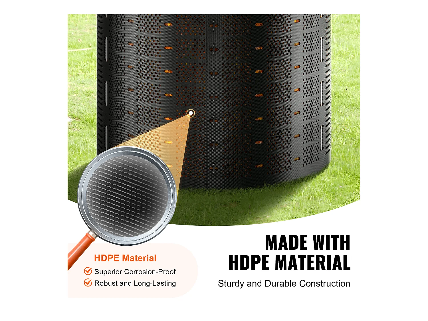 Composteur de Jardin SucceBuy, 220 Gal/1000 L, Extérieur, Installation Facile et Grande Capacité, Fertilisation Rapide du Sol