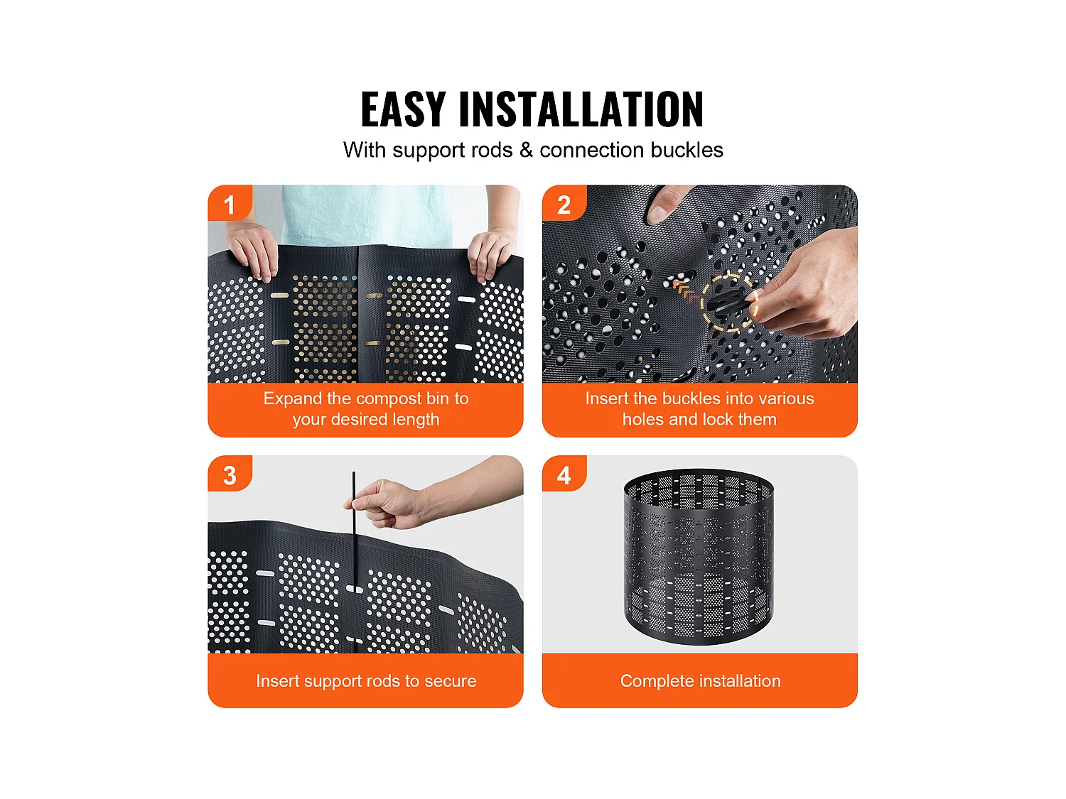 Composteur de Jardin SucceBuy, 220 Gal/1000 L, Extérieur, Installation Facile et Grande Capacité, Fertilisation Rapide du Sol