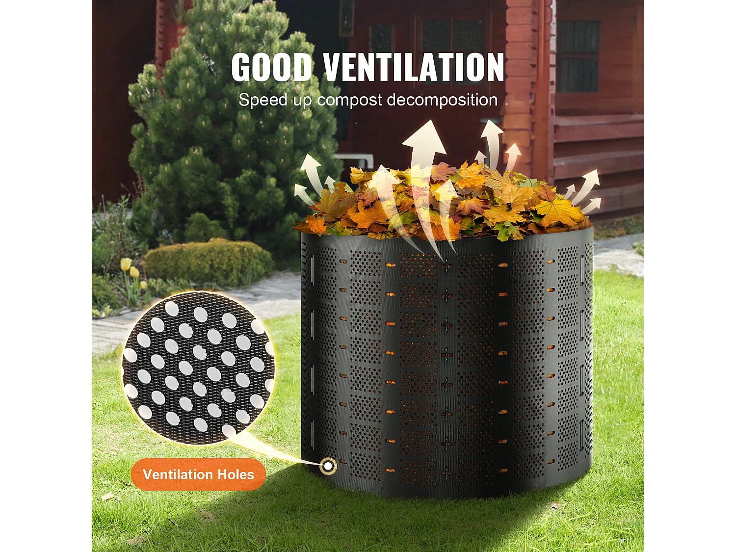 Composteur de Jardin SucceBuy, 220 Gal/1000 L, Extérieur, Installation Facile et Grande Capacité, Fertilisation Rapide du Sol
