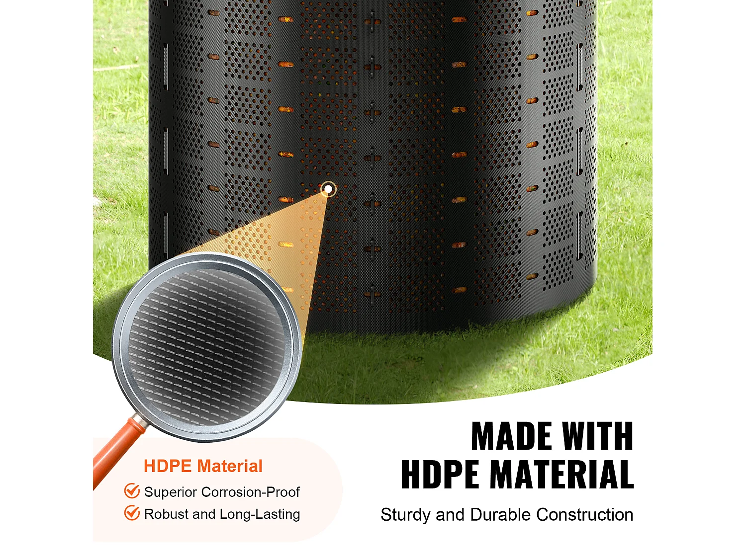 Composteur de Jardin SucceBuy, 220 Gal/1000 L, Extérieur, Installation Facile et Grande Capacité, Fertilisation Rapide du Sol