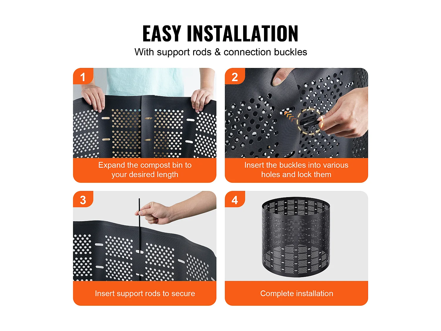 Composteur de Jardin SucceBuy, 220 Gal/1000 L, Extérieur, Installation Facile et Grande Capacité, Fertilisation Rapide du Sol