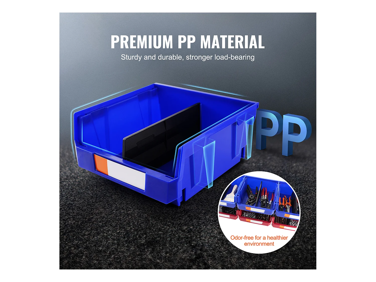 Bacs de Rangement SucceBuy Empilables Suspendus, Lot de 6 Boîtes de Rangement en Plastique, Bleu/Rouge