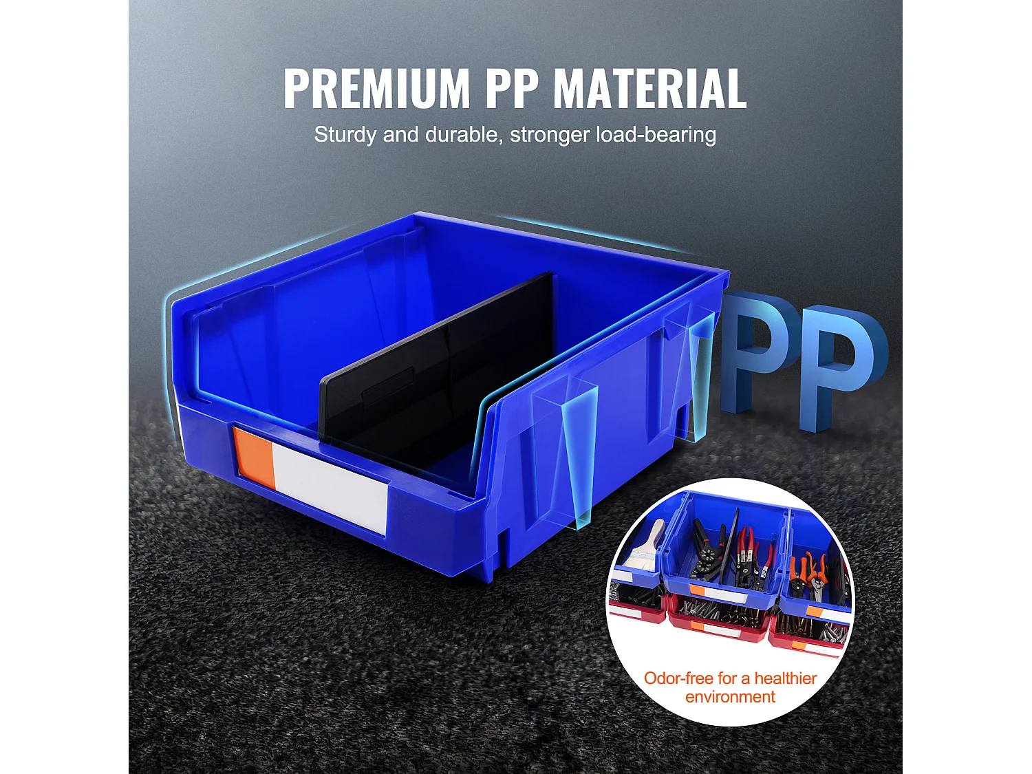 Bacs de Rangement SucceBuy Empilables Suspendus, Lot de 6 Boîtes de Rangement en Plastique, Bleu/Rouge