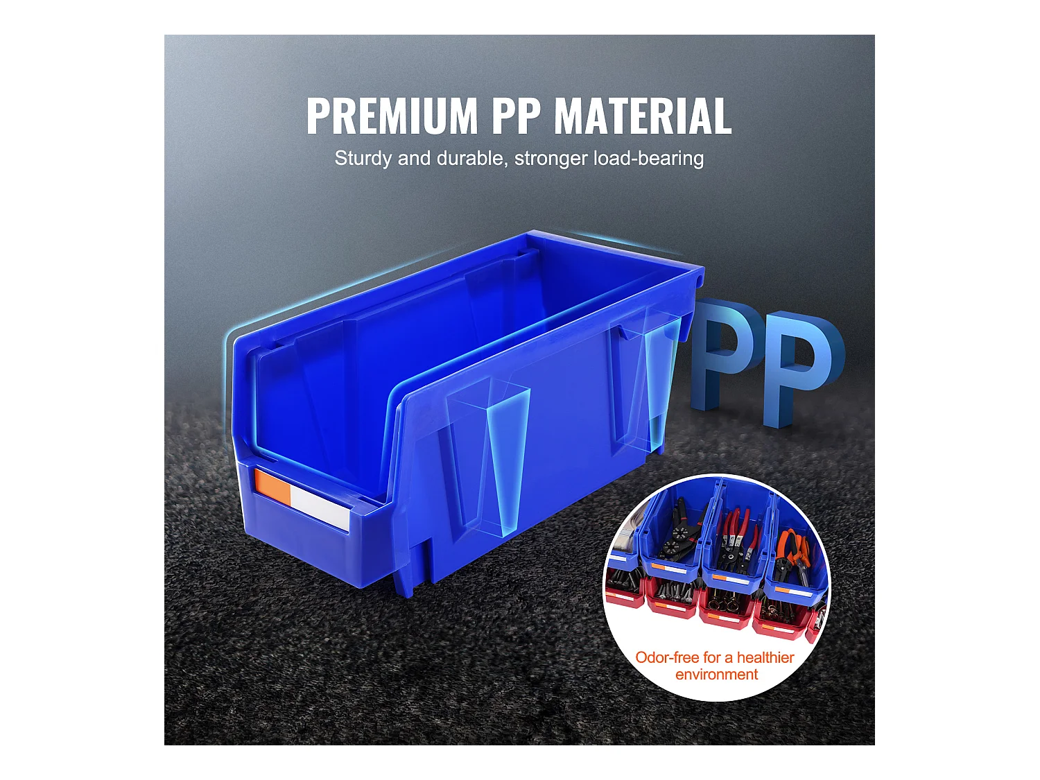 Bacs de Rangement SucceBuy Empilables Suspendus, Lot de 12 Boîtes de Rangement en Plastique, Bleu/Rouge