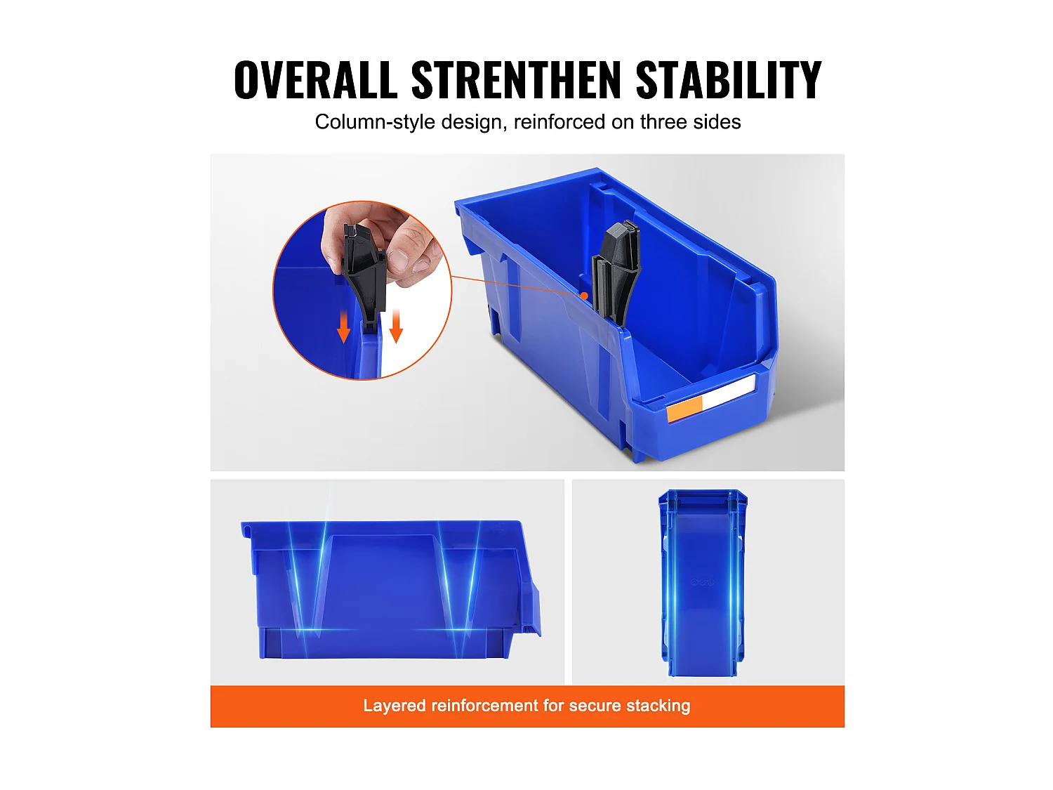 Bacs de Rangement SucceBuy Empilables Suspendus, Lot de 12 Boîtes de Rangement en Plastique, Bleu/Rouge