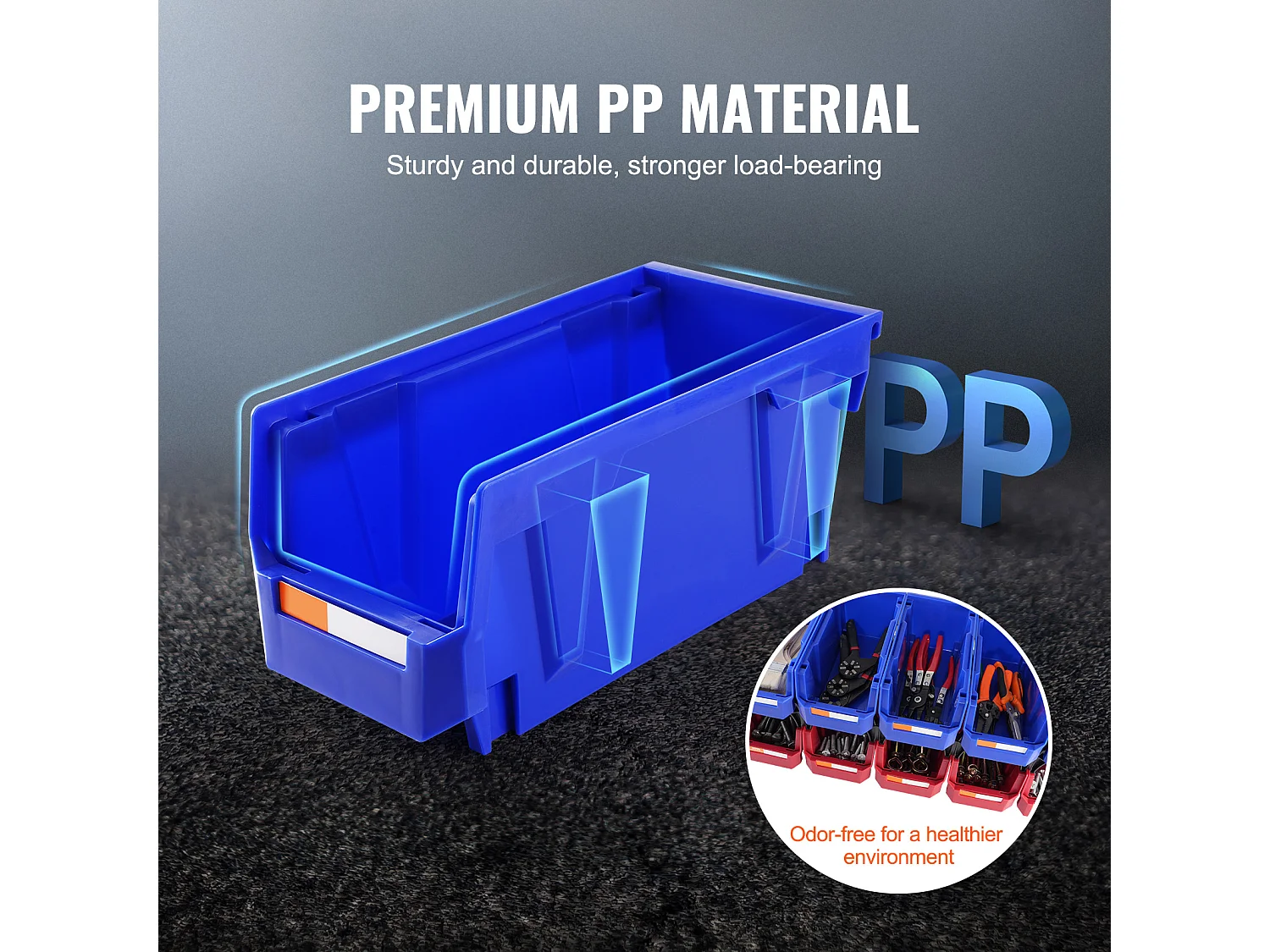 Bacs de Rangement SucceBuy Empilables Suspendus, Lot de 12 Boîtes de Rangement en Plastique, Bleu/Rouge