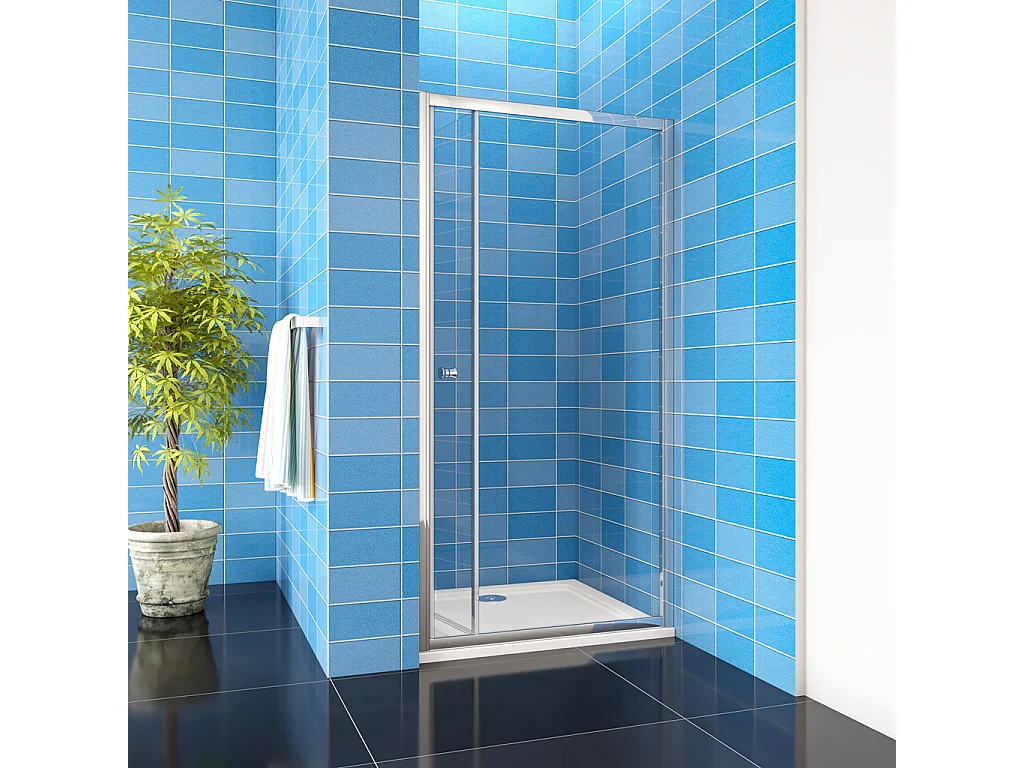 185 cm Box Doccia per Nicchia Porta a Soffietto Vetro Temperato 5 mm Trasparente Profili Cromati Lucidi 90 cm