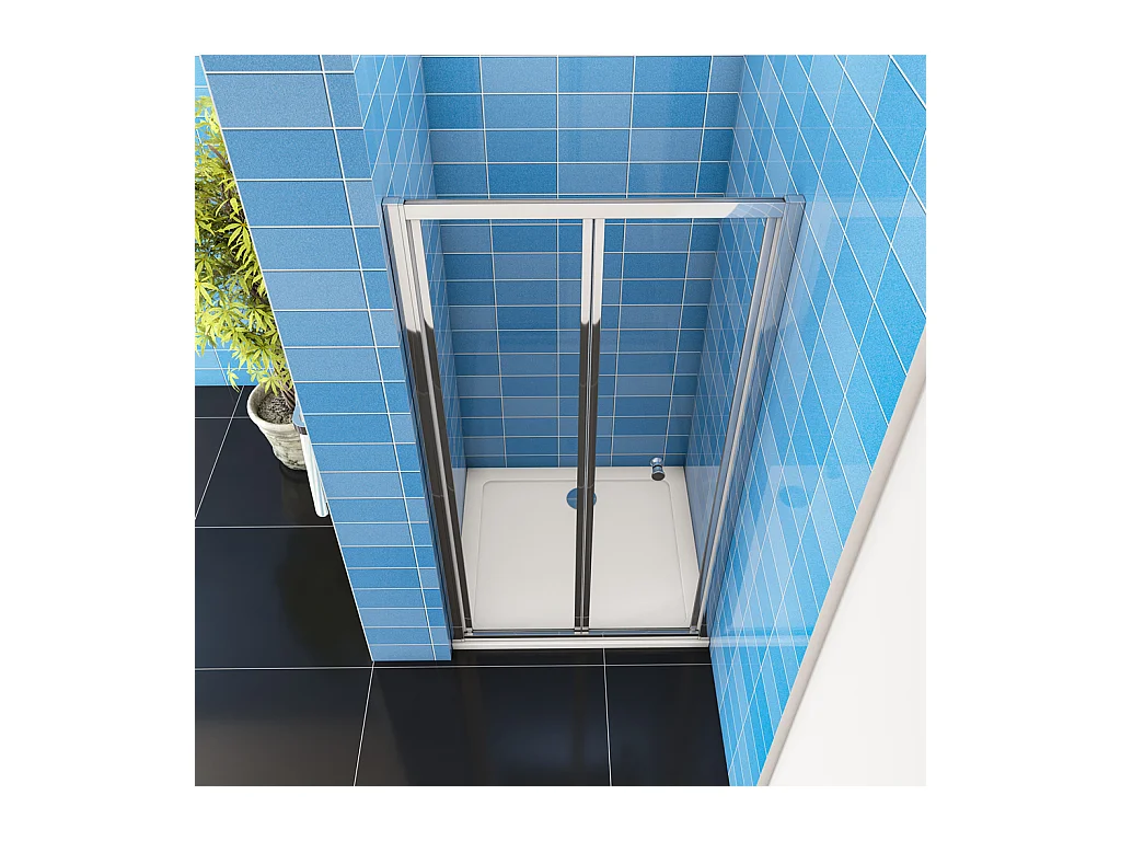 185 cm Box Doccia per Nicchia Porta a Soffietto Vetro Temperato 5 mm Trasparente Profili Cromati Lucidi 100 cm