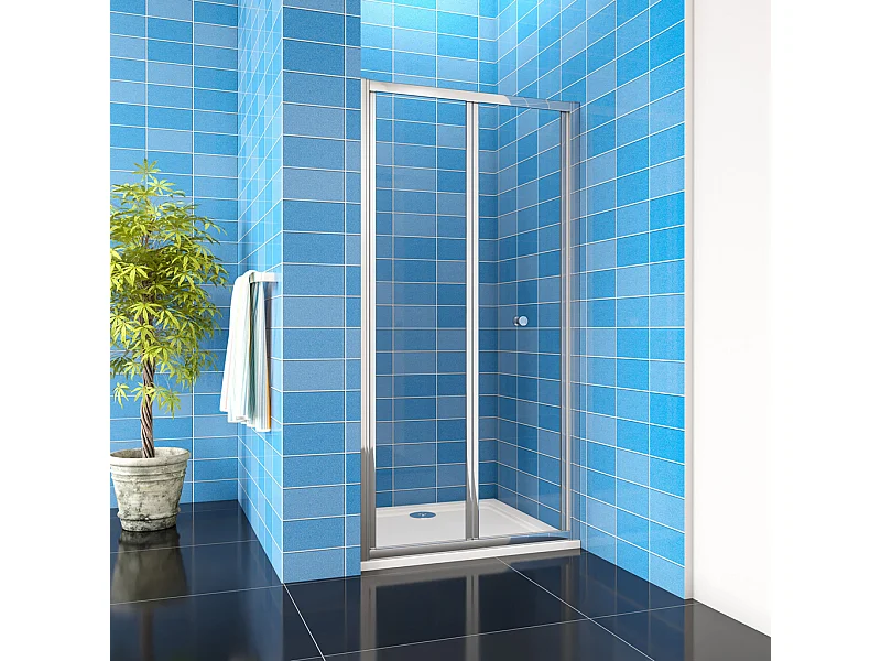 185 cm Box Doccia per Nicchia Porta a Soffietto Vetro Temperato 5 mm Trasparente Profili Cromati Lucidi 76 cm