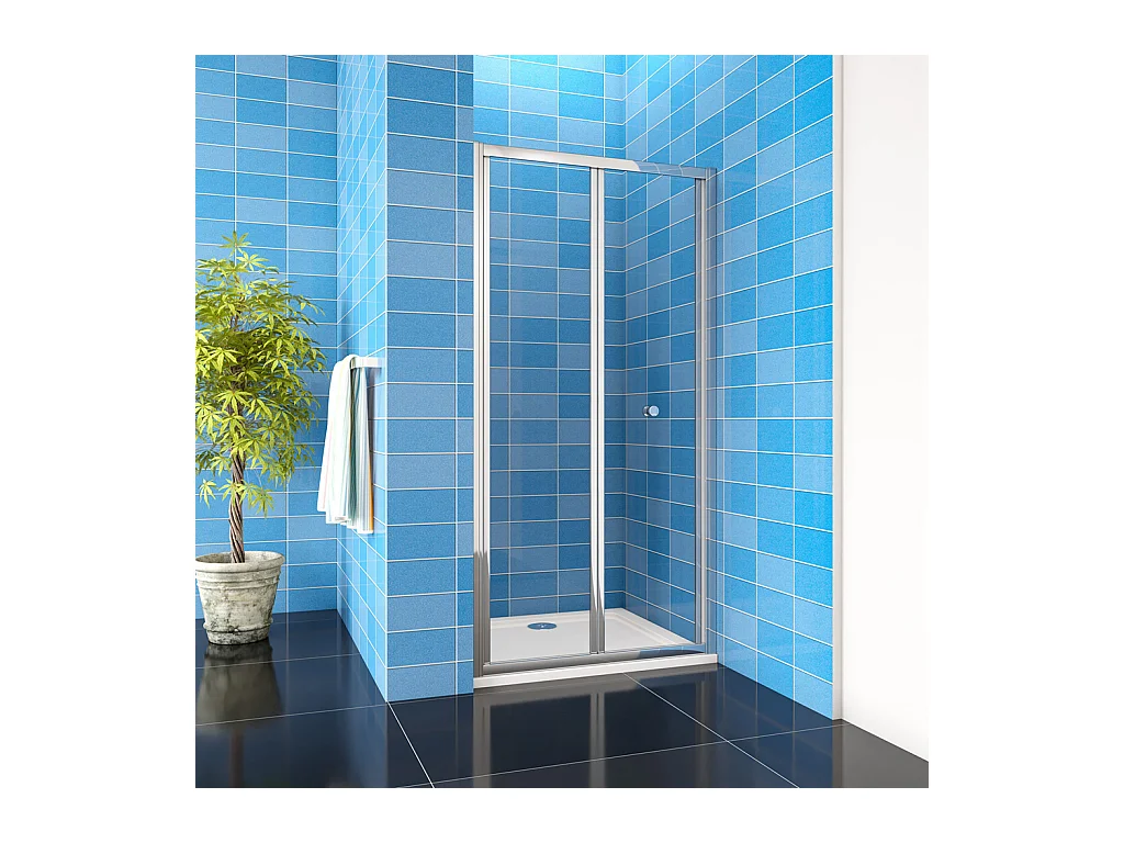 185 cm Box Doccia per Nicchia Porta a Soffietto Vetro Temperato 5 mm Trasparente Profili Cromati Lucidi 80 cm