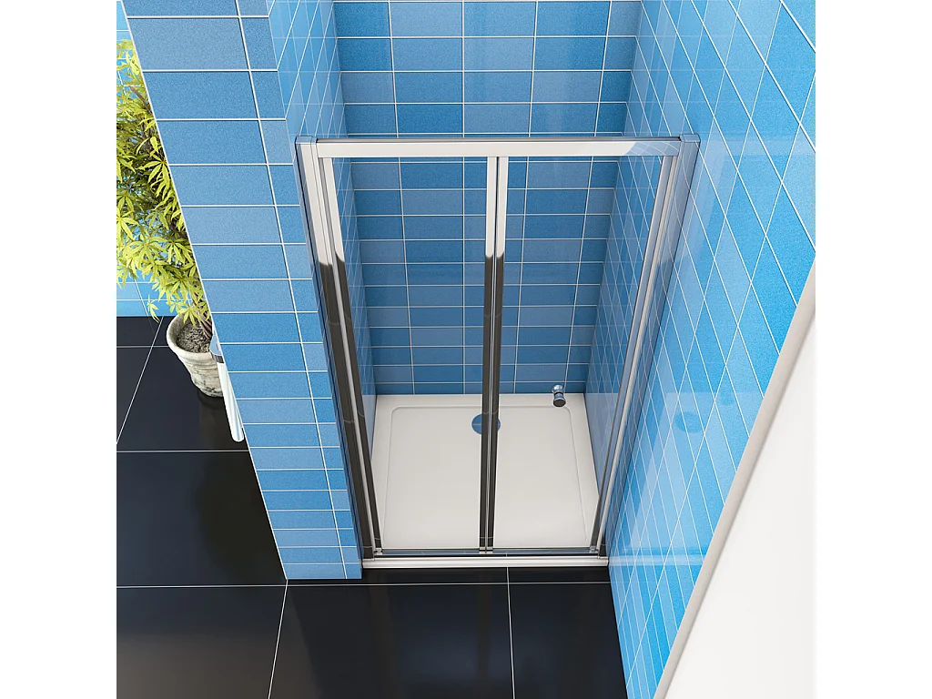 185 cm Box Doccia per Nicchia Porta a Soffietto Vetro Temperato 5 mm Trasparente Profili Cromati Lucidi 80 cm