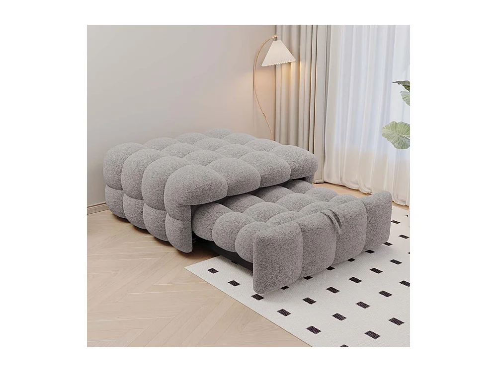 Ausziehbett, Schlafsofa, Sitzkissen 2 in 1, Teddybär, grau, Maße 183 x 76 x 42 cm