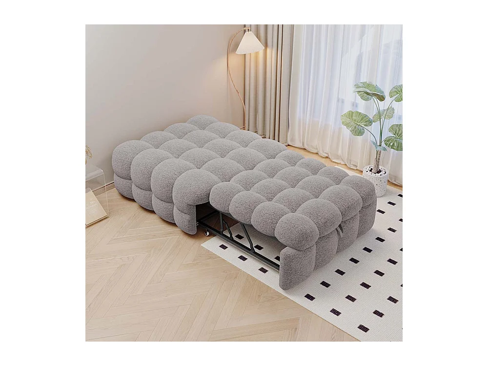 Ausziehbett, Schlafsofa, Sitzkissen 2 in 1, Teddybär, grau, Maße 183 x 76 x 42 cm