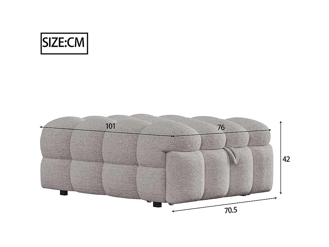 Ausziehbett, Schlafsofa, Sitzkissen 2 in 1, Teddybär, grau, Maße 183 x 76 x 42 cm