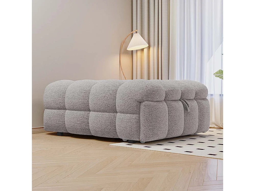 Lit gigogne, canapé-lit, pouf 2 en 1, nounours, gris, dimensions 183 x 76 x 42 cm