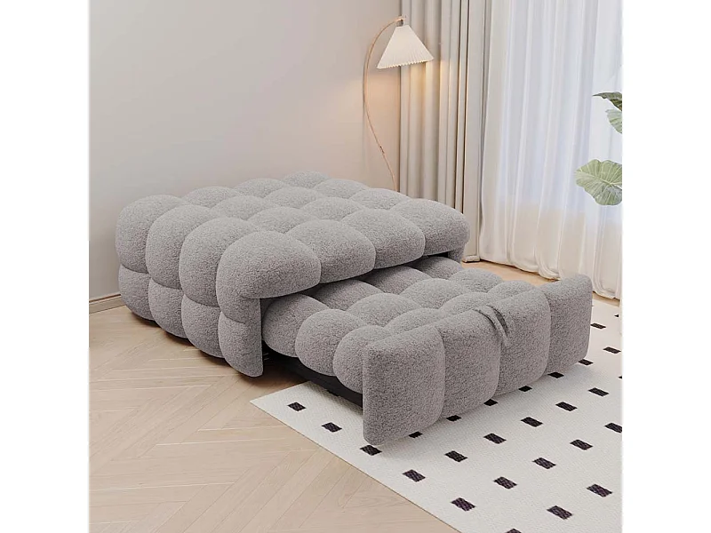 Ausziehbett, Schlafsofa, Sitzkissen 2 in 1, Teddybär, grau, Maße 183 x 76 x 42 cm
