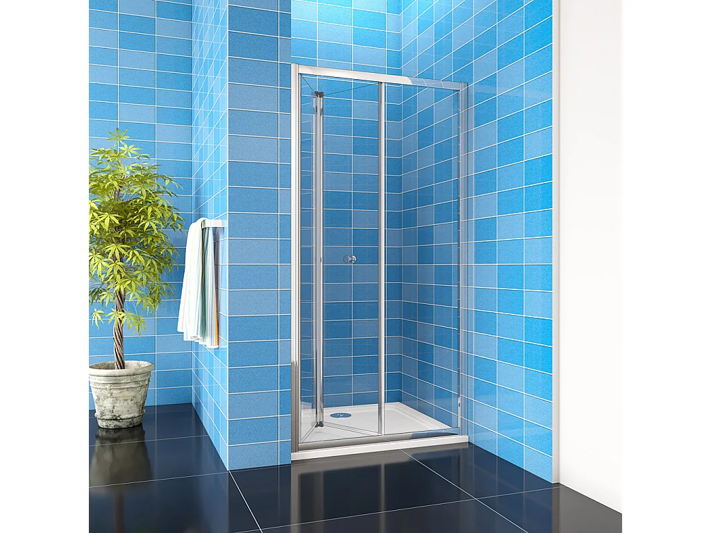 185 cm Box Doccia per Nicchia Porta a Soffietto Vetro Temperato 5 mm Trasparente Profili Cromati Lucidi 86 cm